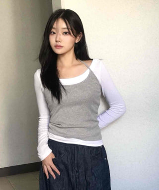 Halter Neck Layered Long Sleeve T-shirt