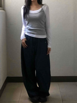 Halter Neck Layered Long Sleeve T-shirt