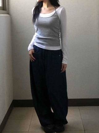 Halter Neck Layered Long Sleeve T-shirt