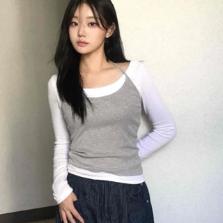 Halter Neck Layered Long Sleeve T-shirt