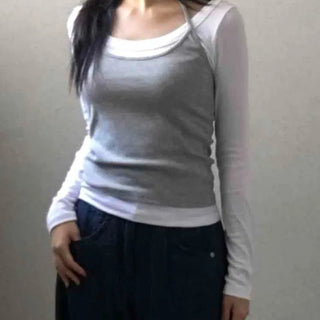 Halter Neck Layered Long Sleeve T-shirt