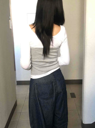 Halter Neck Layered Long Sleeve T-shirt