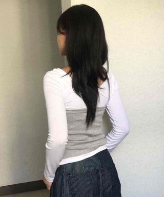 Halter Neck Layered Long Sleeve T-shirt