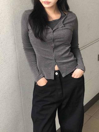 Basic Striped Halter Neck Layered Tee