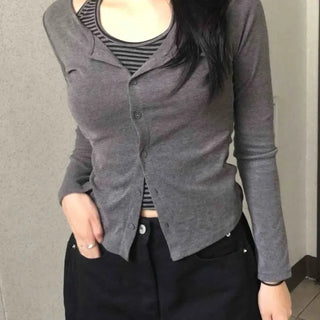 Basic Striped Halter Neck Layered Tee