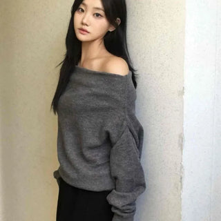Basic Loose Fit Off-Shoulder Knit