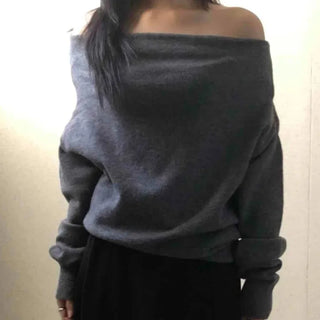 Basic Loose Fit Off-Shoulder Knit