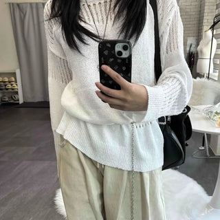 Basic Boat Neck See-through Knit