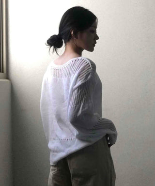 Basic Boat Neck See-through Knit