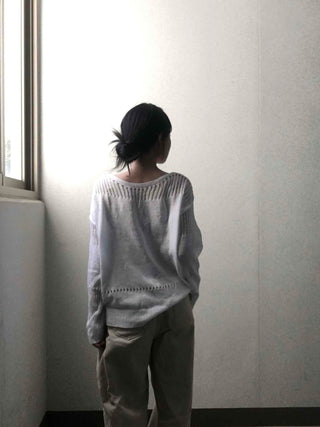 Basic Boat Neck See-through Knit