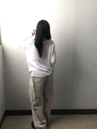 Basic Boat Neck See-through Knit