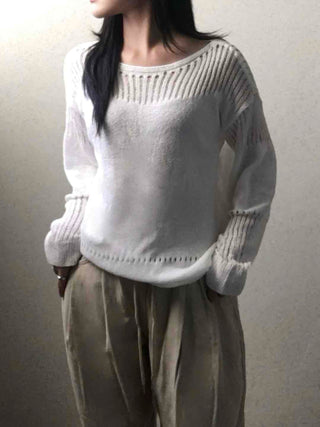 Basic Boat Neck See-through Knit