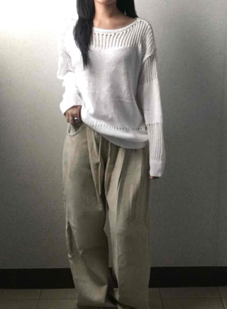 Basic Boat Neck See-through Knit