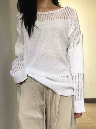 Basic Boat Neck See-through Knit
