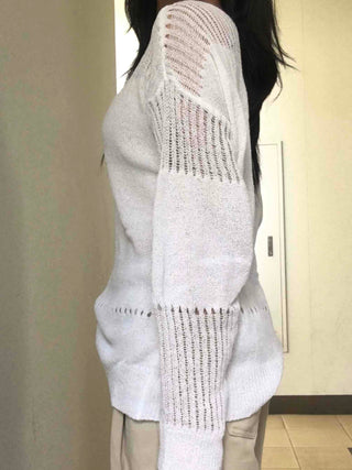 Basic Boat Neck See-through Knit