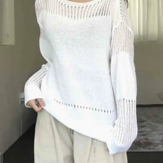 Basic Boat Neck See-through Knit