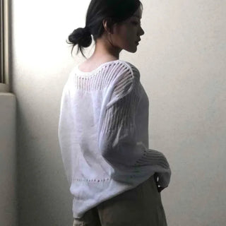 Basic Boat Neck See-through Knit