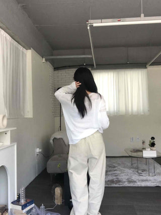 Basic Boat Neck See-through Knit