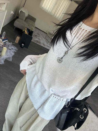 Basic Boat Neck See-through Knit