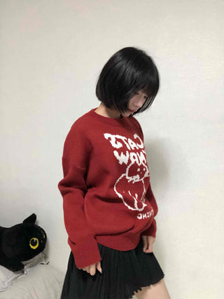 Avant-fit Round Neck Cat Knit