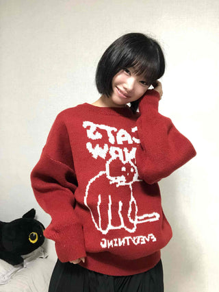 Avant-fit Round Neck Cat Knit