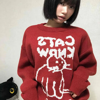 Avant-fit Round Neck Cat Knit