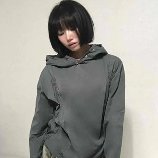Effortless Chic Rustling Plain Hoodie