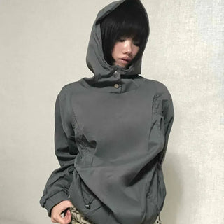 Effortless Chic Rustling Plain Hoodie