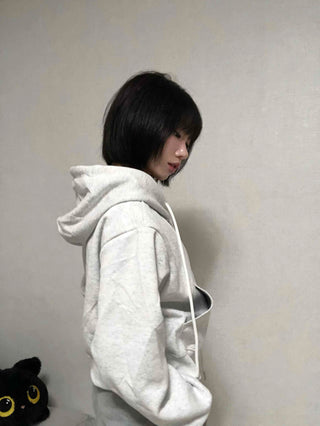 Daily Check Plain Zip-up Hoodie