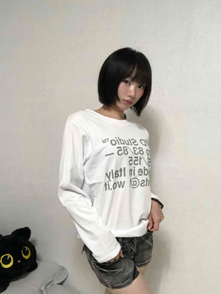 Natural Lettering Long Sleeve T-shirt