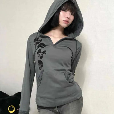 Newtro Slim Fit Skull Cotton Hoodie