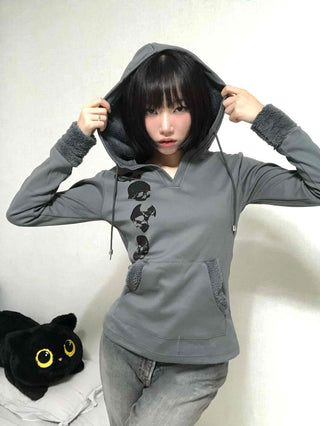 Newtro Slim Fit Skull Cotton Hoodie