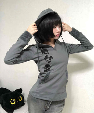 Newtro Slim Fit Skull Cotton Hoodie