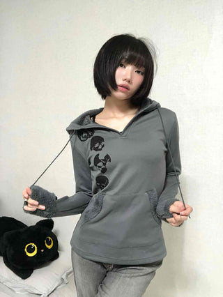 Newtro Slim Fit Skull Cotton Hoodie