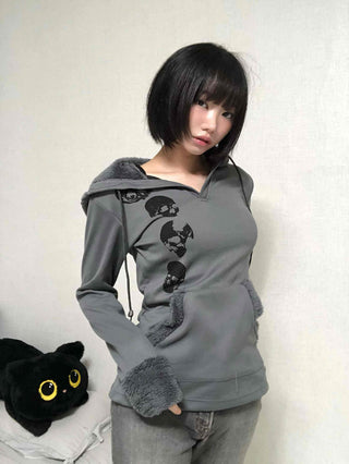 Newtro Slim Fit Skull Cotton Hoodie