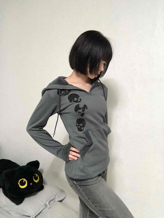 Newtro Slim Fit Skull Cotton Hoodie