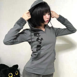 Newtro Slim Fit Skull Cotton Hoodie