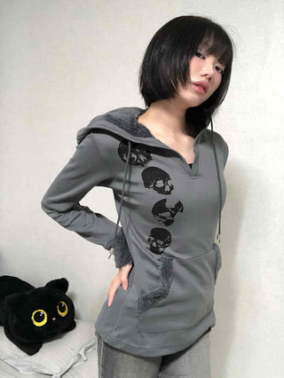 Newtro Slim Fit Skull Cotton Hoodie