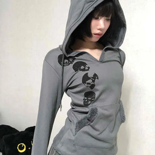 Newtro Slim Fit Skull Cotton Hoodie