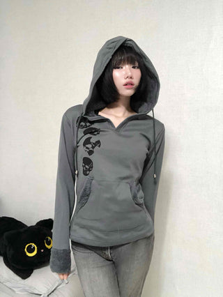 Newtro Slim Fit Skull Cotton Hoodie