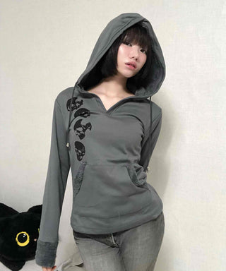 Newtro Slim Fit Skull Cotton Hoodie