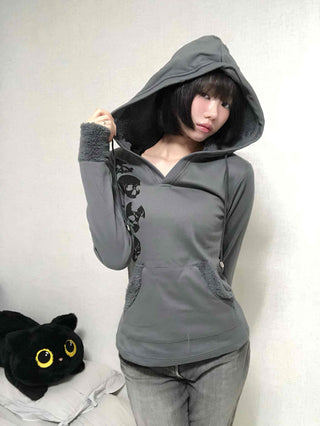 Newtro Slim Fit Skull Cotton Hoodie