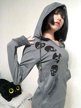 Newtro Slim Fit Skull Cotton Hoodie