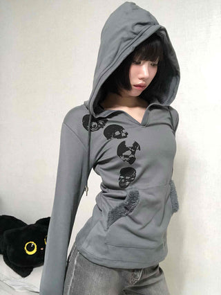 Newtro Slim Fit Skull Cotton Hoodie