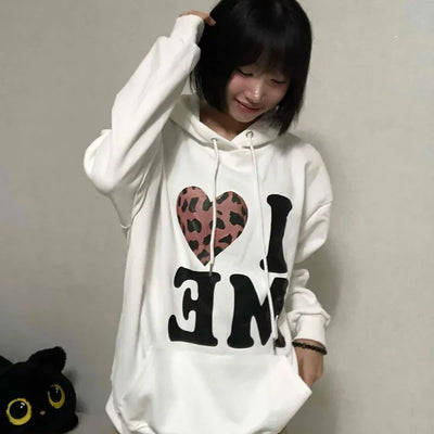 Loose Fit Leopard Graphic Hoodie