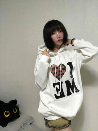 Loose Fit Leopard Graphic Hoodie