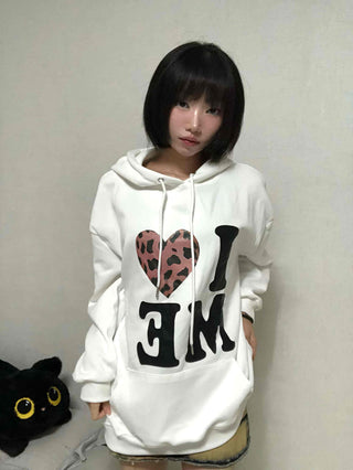 Loose Fit Leopard Graphic Hoodie
