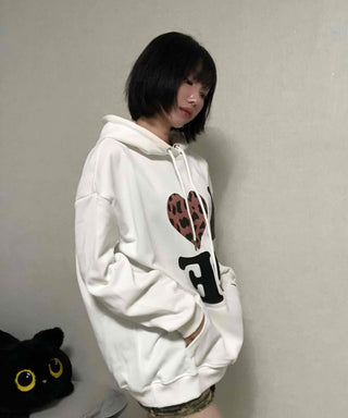 Loose Fit Leopard Graphic Hoodie
