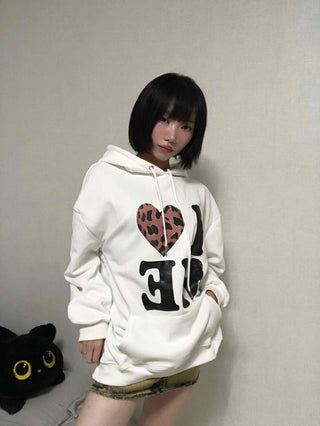Loose Fit Leopard Graphic Hoodie