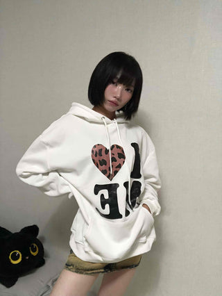 Loose Fit Leopard Graphic Hoodie